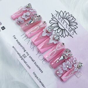 Pretty Gal Pink Frenchies & Butterflies Press On Nails